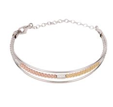 92.5 Sterling Silver And Gold Plated  Braid Adjustable Bracelet