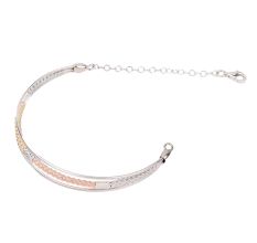92.5 Sterling Silver And Gold Plated  Braid Adjustable Bracelet