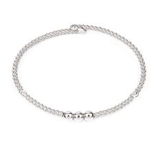 Fashionable 92.5 Sterling Silver Rope Chain Bracelet With Small Beads