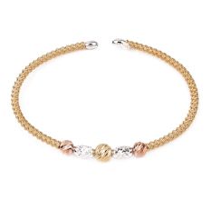 92.5 Sterling Silver Kada Bracelet with Gold Finish and Designer Beads