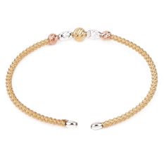 92.5 Sterling Silver Kada Bracelet with Gold Finish and Designer Beads