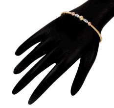 92.5 Sterling Silver Kada Bracelet with Gold Finish and Designer Beads