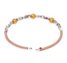 92.5 Sterling Silver Seed Beads Gold Plated Adjustable Kada Bracelet