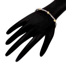 92.5 Sterling Silver Seed Beads Gold Plated Adjustable Kada Bracelet