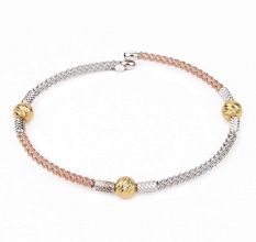 Trendy Dual Tone 92.5 Sterling Silver Gold Plated Kada Beads Bracelet
