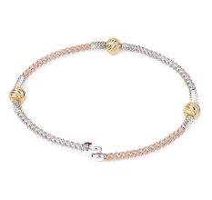 Trendy Dual Tone 92.5 Sterling Silver Gold Plated Kada Beads Bracelet