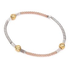 Trendy Dual Tone 92.5 Sterling Silver Gold Plated Kada Beads Bracelet