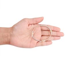 Trendy Dual Tone 92.5 Sterling Silver Gold Plated Kada Beads Bracelet