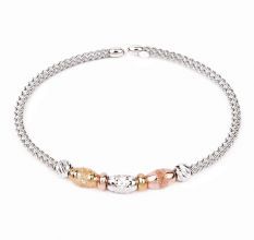 Elegant 92.5 Sterling Silver Bracelet Rope Bangle Design With Golden Spherical Beads