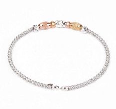 Elegant 92.5 Sterling Silver Bracelet Rope Bangle Design With Golden Spherical Beads