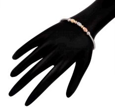 Elegant 92.5 Sterling Silver Bracelet Rope Bangle Design With Golden Spherical Beads