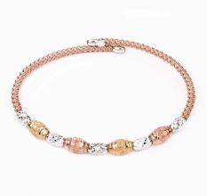 Dual Tone Oval Beads Handmade 92.5 Sterling Silver Adjustable kada Bracelet