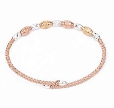 Dual Tone Oval Beads Handmade 92.5 Sterling Silver Adjustable kada Bracelet