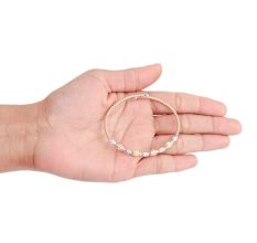 Dual Tone Oval Beads Handmade 92.5 Sterling Silver Adjustable kada Bracelet