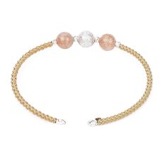 Dual Tone Round Beads Stylish Latest Designer 92.5 Sterling Silver Gold Plated Rope Bracelet