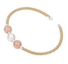 Dual Tone Round Beads Stylish Latest Designer 92.5 Sterling Silver Gold Plated Rope Bracelet
