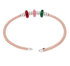 Multicolored Beaded Gold Plated Adjustable Rope Design 92.5 Silver Bracelet
