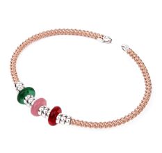 Multicolored Beaded Gold Plated Adjustable Rope Design 92.5 Silver Bracelet
