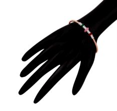 Multicolored Beaded Gold Plated Adjustable Rope Design 92.5 Silver Bracelet