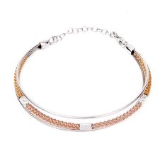 Three Tone Rope Design Bangle with 92.5 Sterling Silver Bracelets