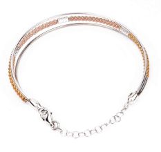 Three Tone Rope Design Bangle with 92.5 Sterling Silver Bracelets