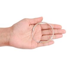Three Tone Rope Design Bangle with 92.5 Sterling Silver Bracelets