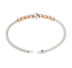 Elegant Gold Plated 92.5 Sterling Silver Bead Braided Bracelet Kada