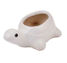 Handmade White Ceramic Tortoise Shape Planter