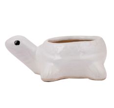 Handmade White Ceramic Tortoise Shape Planter