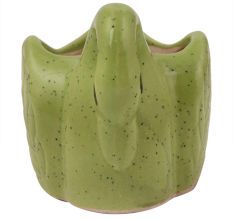 Handmade Green Glazed Duck Shape Ceramic Pot For Indoor Plants