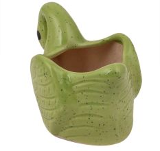 Handmade Green Glazed Duck Shape Ceramic Pot For Indoor Plants