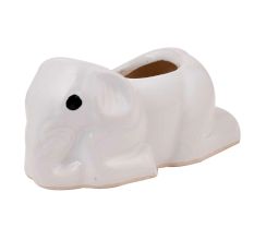 White Handmade Ceramic Elephant Shape Pot Or Planter