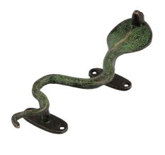 Handmade Black And Green Â Brass Door Handle Cobra Design