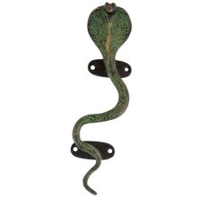 Handmade Black And Green Â Brass Door Handle Cobra Design