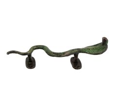 Handmade Black And Green Â Brass Door Handle Cobra Design