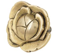 Handmade Golden Brass Dresser Drawer Knob In Rose Flower Design