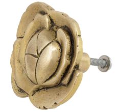 Handmade Golden Brass Dresser Drawer Knob In Rose Flower Design