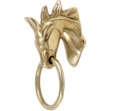 Handmade Golden Brass Towel Ring With Horse Head