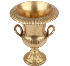 Handmade Golden Brass Urn Planter With Carved Design