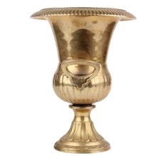 Handmade Golden Brass Urn Planter With Carved Design
