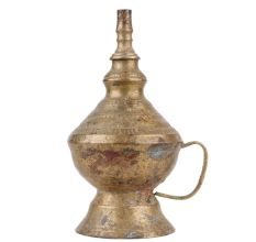 Handmade Golden Brass Kerosene Oil Lamp Rare Collectable