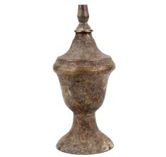 Handmade Brown Tan Brass Oil Lamp With A single Wick