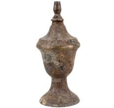 Handmade Brown Tan Brass Oil Lamp With A single Wick