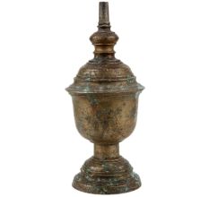 Handmade Brown Brass Wick Oil Lamp For Household Decoration
