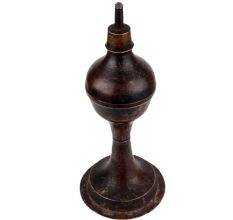 Handmade Brown Patina Brass Oil Lamp With A Single Wick