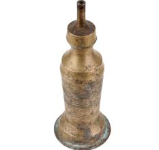 Handmade Brown Brass Oil Lamp In Cylindrical Shape Rare Artifact