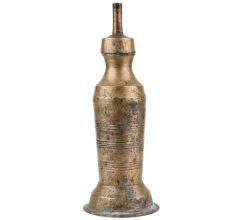 Handmade Brown Brass Oil Lamp In Cylindrical Shape Rare Artifact