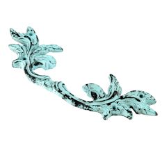 Antique Sea Green Leaf Big Iron Wardrobe Handle