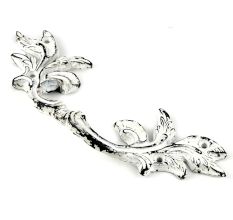 Antique White Leaf Big Iron Wardrobe Handle