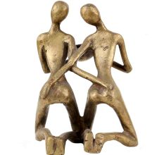 Handmade Golden Brass Couple Statue Abstract Art